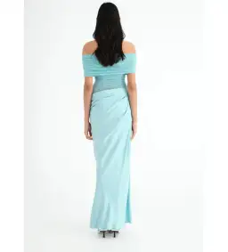Benni Nico Off-Shoulder Maxi Dress in Aquamarine Size AU 8 for rent on The Volte - image 3