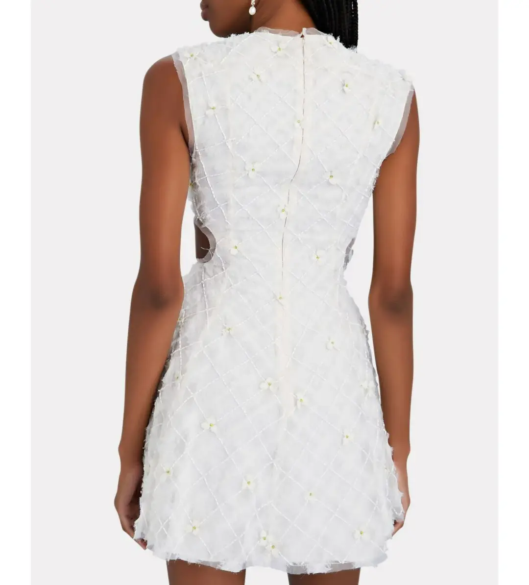 Aje Mirage Organza Cut Out Mini Dress in Ivory Size AU 8 for rent on The Volte - main image