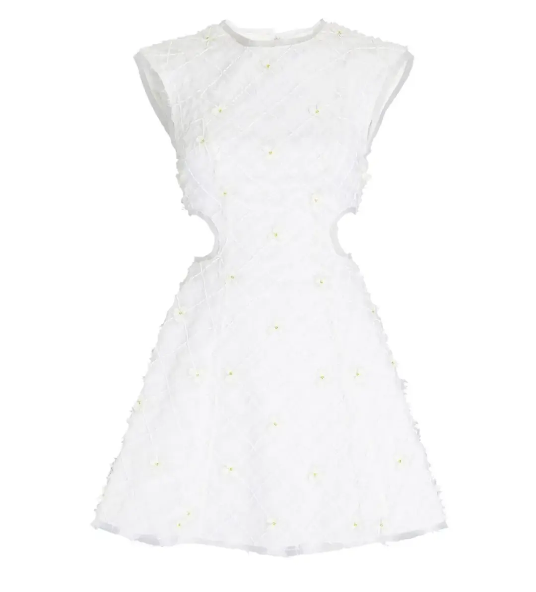 Aje Mirage Organza Cut Out Mini Dress in Ivory Size AU 8 for rent on The Volte - main image
