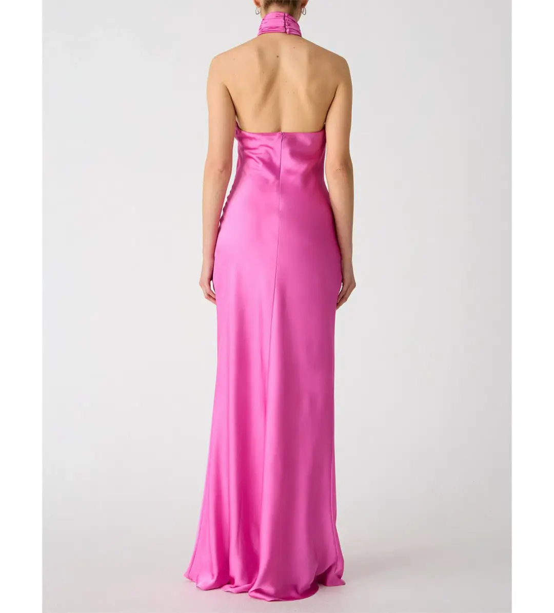Misha Teresa Rosette Detail Satin Gown Purple Rose Size 6/XS for rent on The Volte - main image