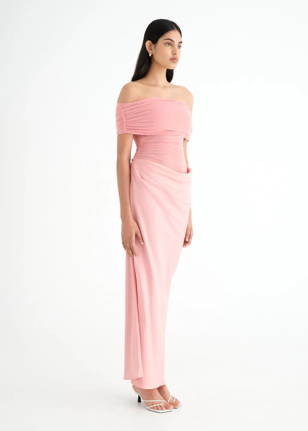 Benni Nico Off Shoulder Maxi Dress Candy Floss Size 6 for rent on The Volte - main image