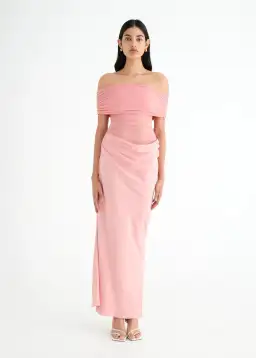Benni Nico Off Shoulder Maxi Dress Candy Floss Size 6 for rent on The Volte - image 1