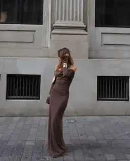 Benni Lorena Maxi Dress in Ash Brown Size 8 for rent on The Volte - image 3