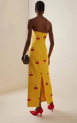 Leo Lin Rayna Embellished Bustier Maxi Dress Cherry Beading Size 8 for rent on The Volte - image 2