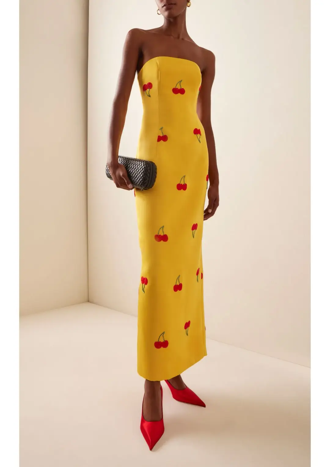 Leo Lin Rayna Embellished Bustier Maxi Dress Cherry Beading Size 8 for rent on The Volte - main image