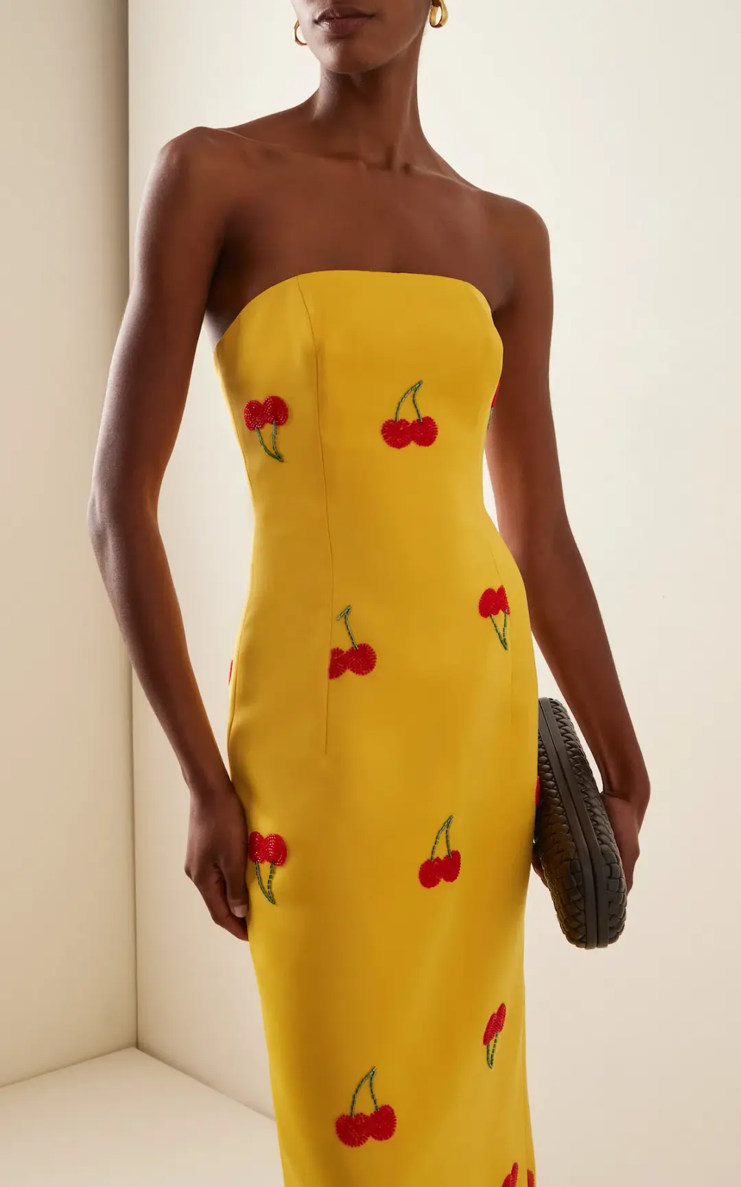 Leo Lin Rayna Embellished Bustier Maxi Dress Cherry Beading Size 10 for rent on The Volte - main image