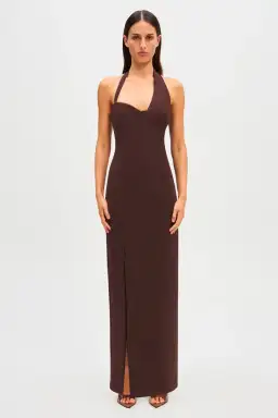 Misha Amora Crepe Maxi Dress Brown Size 10/M for rent on The Volte - image 2