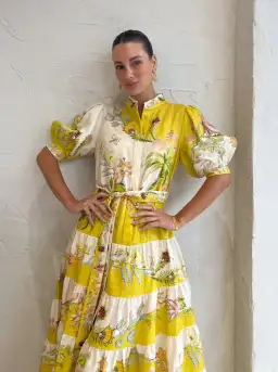 Alemais Ira Tiered Midi Dress Lemon/Cream Size AU 10 for rent on The Volte - image 7