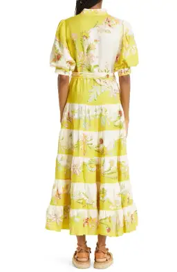 Alemais Ira Tiered Midi Dress Lemon/Cream Size AU 10 for rent on The Volte - image 11
