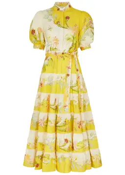 Alemais Ira Tiered Midi Dress Lemon/Cream Size AU 10 for rent on The Volte - image 5