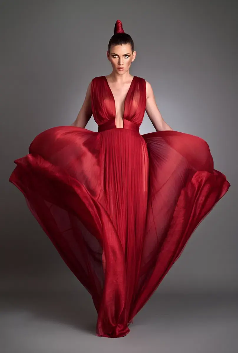 Maria Lucia Hohan Shimmer Formal Dress Red Size 8 for rent on The Volte - main image