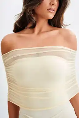 Meshki Caspian Slinky And Mesh Off Shoulder Maxi Dress Ivory Size L / AU 12 for rent on The Volte - image 2