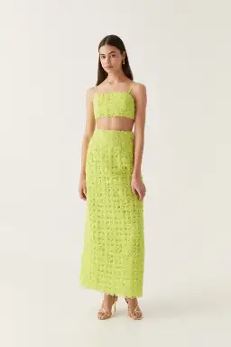 Aje Quintette Textured Bralette & Midi Skirt Set Light Lime Green Size 8 for rent on The Volte - image 1