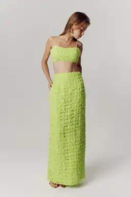 Aje Quintette Textured Bralette & Midi Skirt Set Light Lime Green Size 8 for rent on The Volte - image 4