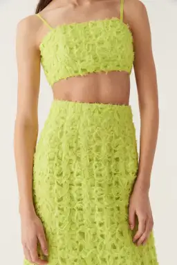 Aje Quintette Textured Bralette & Midi Skirt Set Light Lime Green Size 8 for rent on The Volte - image 2