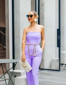 Carla Zampatti Strapless Jumpsuit with pockets Lilac/Purple Size 8 for rent on The Volte - image 3