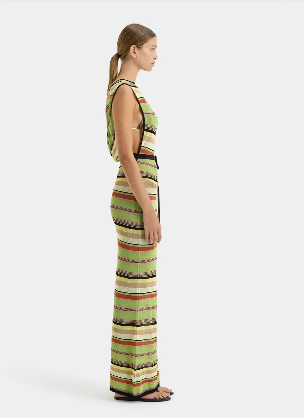 SIR the Label The Coastline Tie Dress in Palm Stripe Size 0 / 6 AUS for rent on The Volte - main image