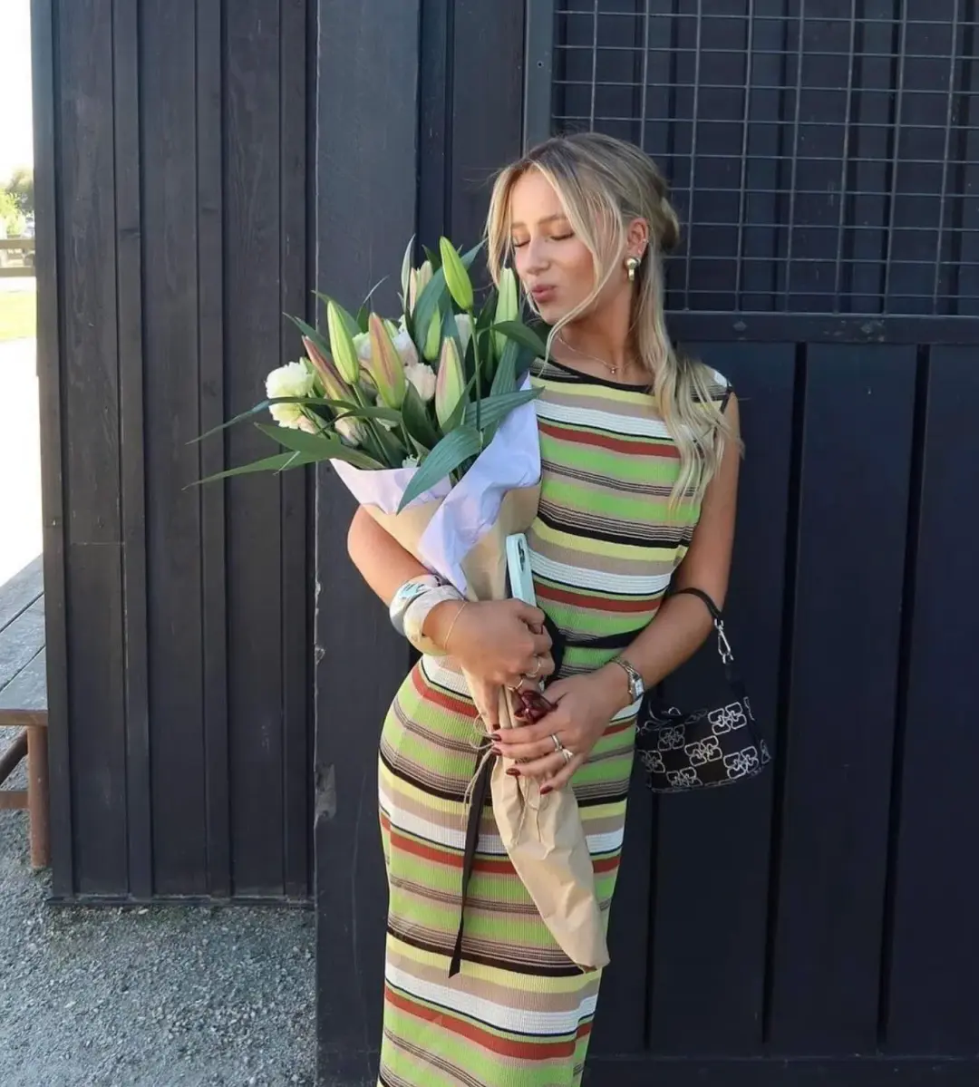 SIR the Label The Coastline Tie Dress in Palm Stripe Size 0 / 6 AUS for rent on The Volte - main image