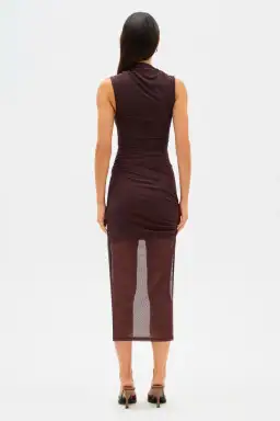 Misha Tillie Mesh Midi Dress Brown Size 8/S for rent on The Volte - image 4
