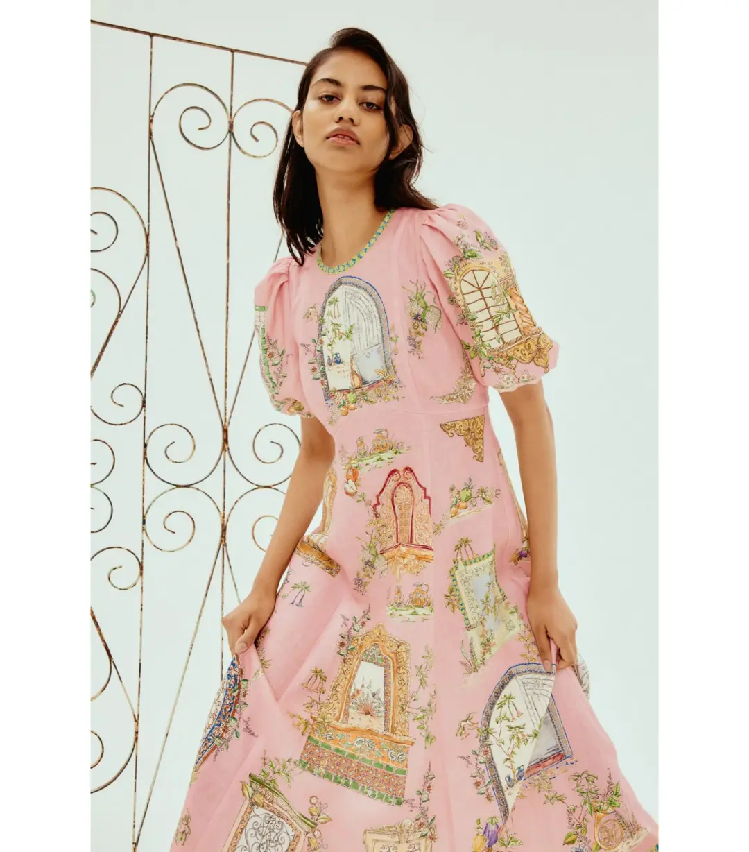 Alemais Monte Midi Dress Pink Size 16 for rent on The Volte - main image