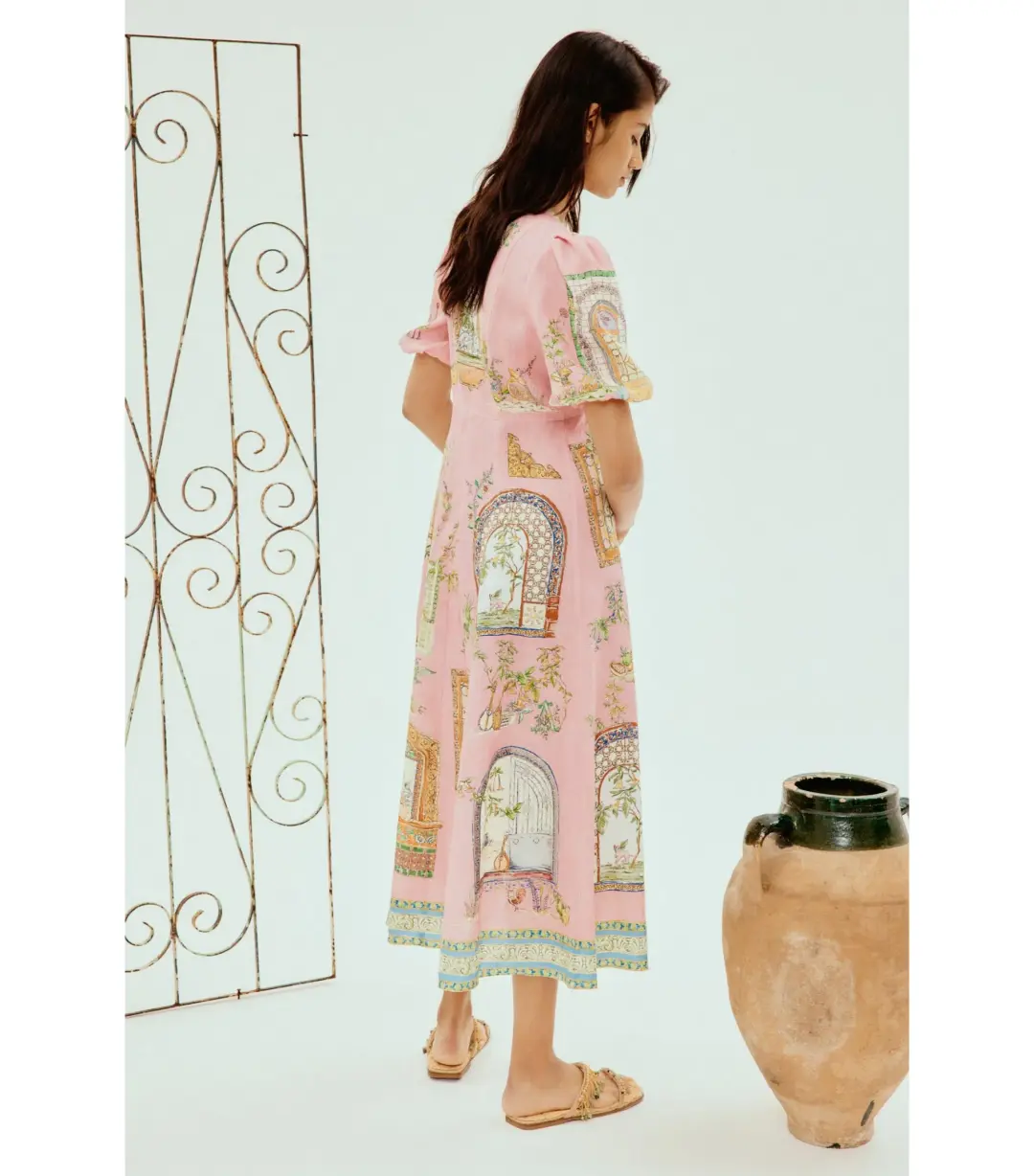 Alemais Monte Midi Dress Pink Size 16 for rent on The Volte - main image