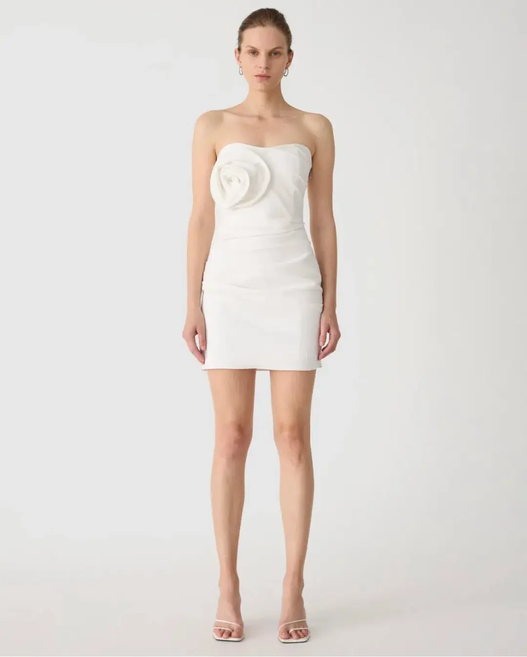 Misha Mercedes Rosette Cotton Sateen Mini Dress White Size S/Au 8 for rent on The Volte - main image