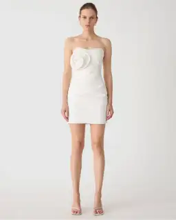 Misha Mercedes Rosette Cotton Sateen Mini Dress White Size S/Au 8 for rent on The Volte - image 1