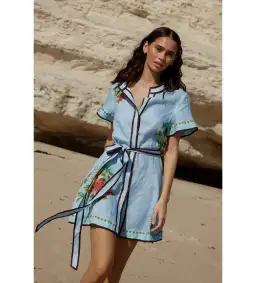 Aston Studio Nami Dress In Pool Blue Bouquet Size AU 12 for rent on The Volte - image 2