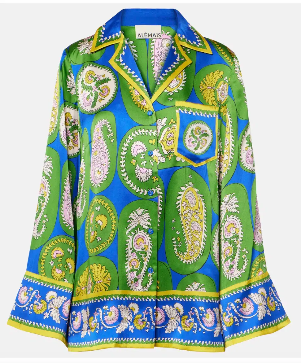 Alémais Gina Silk Satin Shirt and Wide Leg Pant Set Print Size AU 16 for rent on The Volte - main image