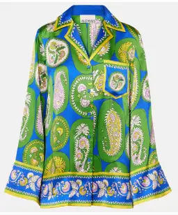 Alémais Gina Silk Satin Shirt and Wide Leg Pant Set Print Size AU 16 for rent on The Volte - image 4