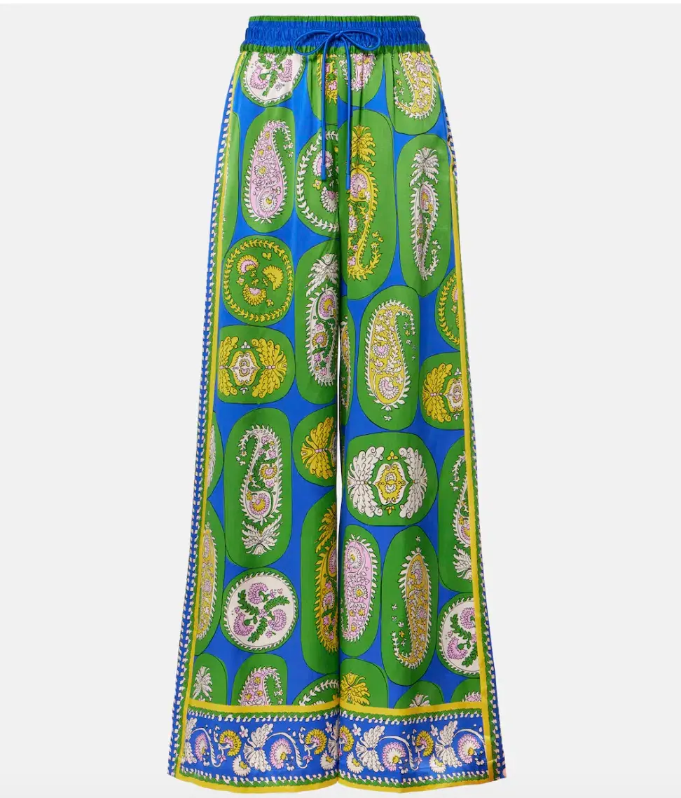 Alémais Gina Silk Satin Shirt and Wide Leg Pant Set Print Size AU 16 for rent on The Volte - main image