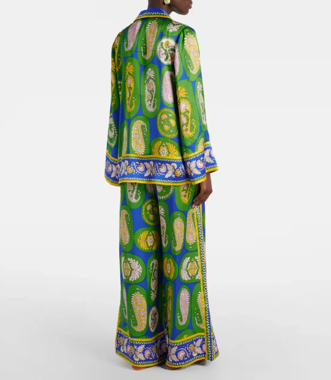 Alémais Gina Silk Satin Shirt and Wide Leg Pant Set Print Size AU 16 for rent on The Volte - main image