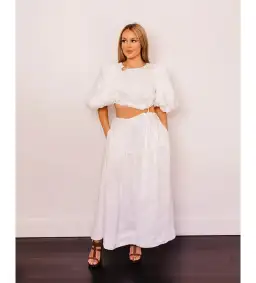 Aje Vanades Cut Out Ring Midi Dress in Ivory Size AU 6 for rent on The Volte - image 2