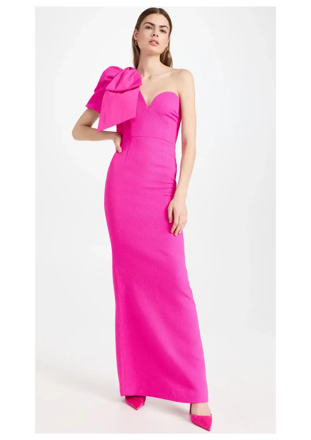Rebecca Vallance Cecily Floor Length Gown Hot Pink Size 14 (altered) for rent on The Volte - main image