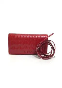 Miu Miu Matelasse Flap Clutch with removable strap Red