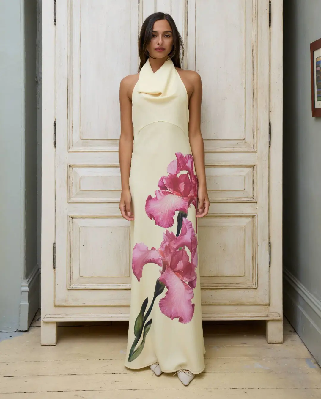 With Harper Lu Cowl Slip Dress Iris Floral Size XL / AU 14 for rent on The Volte - main image
