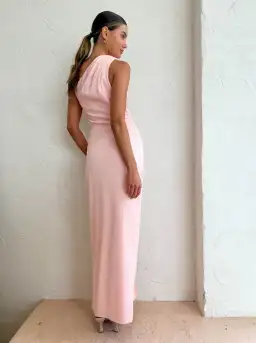 Sofia The Label May Draped One Shoulder Gown In Baby Pink Size 10