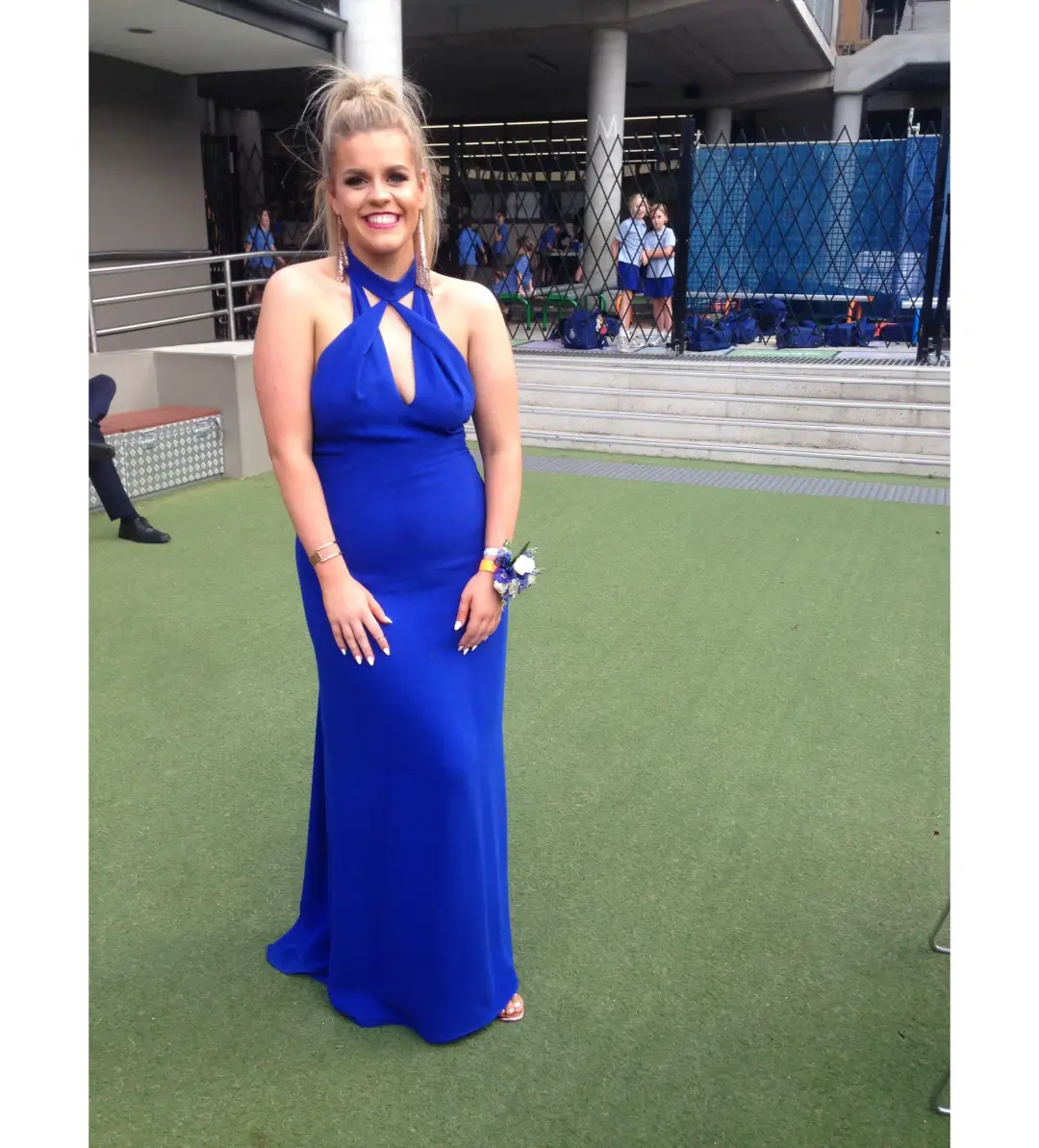 Carla Zampatti Halter Dress Blue Size AU 12 for rent on The Volte - main image