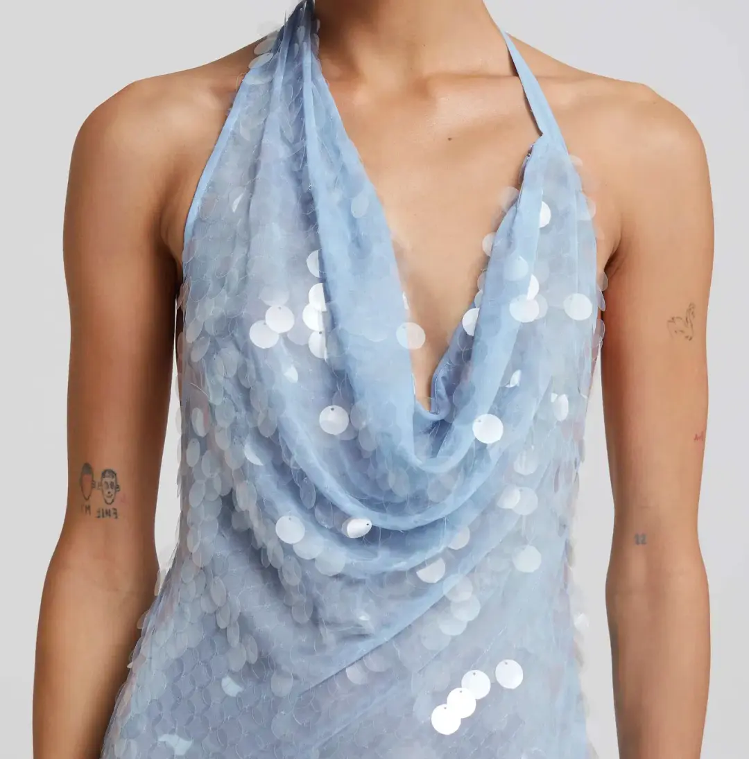 Rat & Boa Anais Maxi Dress Gown In Blue Sequin Size M / Au 10 for rent on The Volte - main image