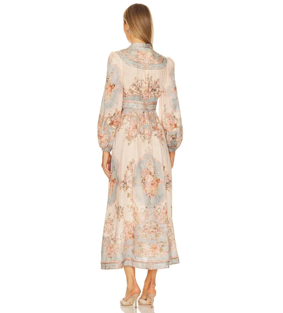 Zimmermann The August Plunge Midi Dress in Sky Blue Floralsize 4/Au16 for rent on The Volte - main image