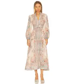 Zimmermann The August Plunge Midi Dress in Sky Blue Floralsize 4/Au16 for rent on The Volte - image 1