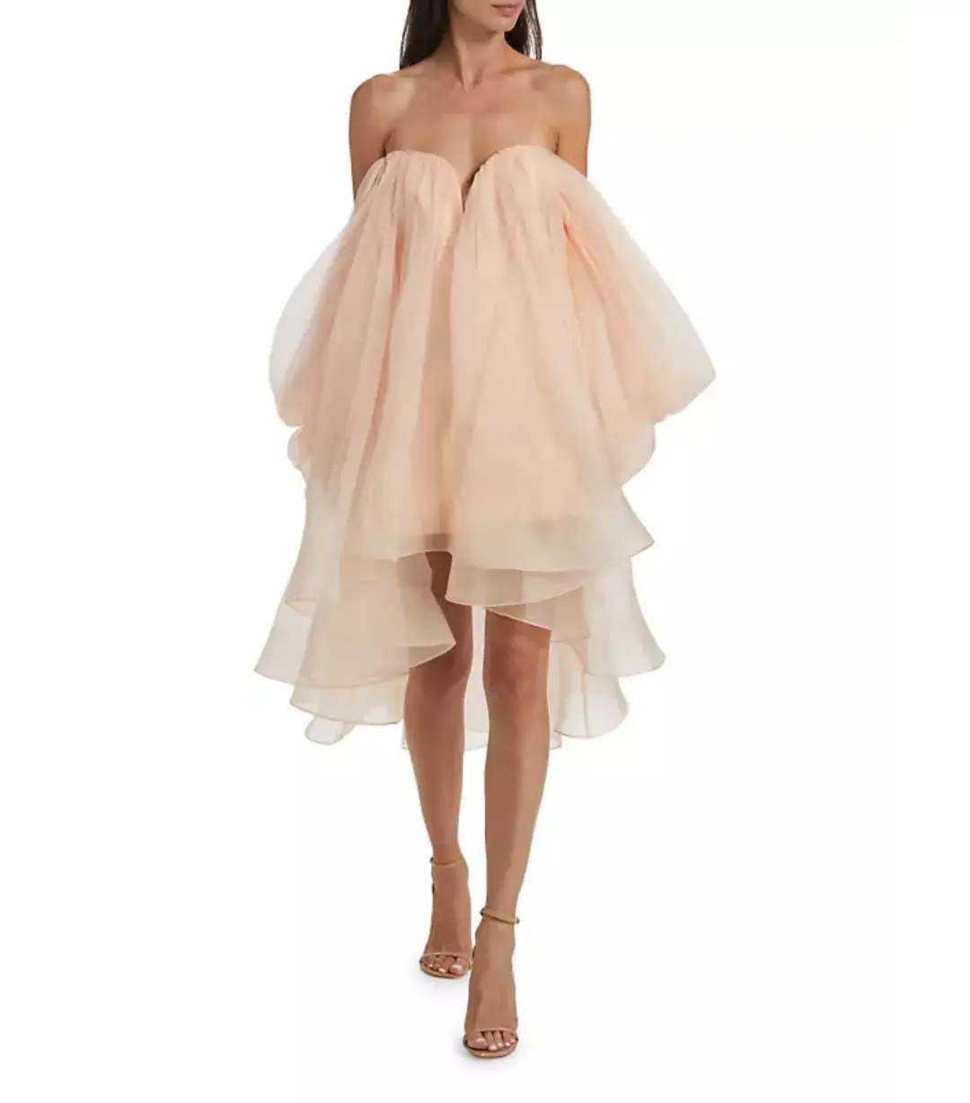 Zimmermann Crush Strapless Mini Dress Peach Size 1/Au 10 for rent on The Volte - main image