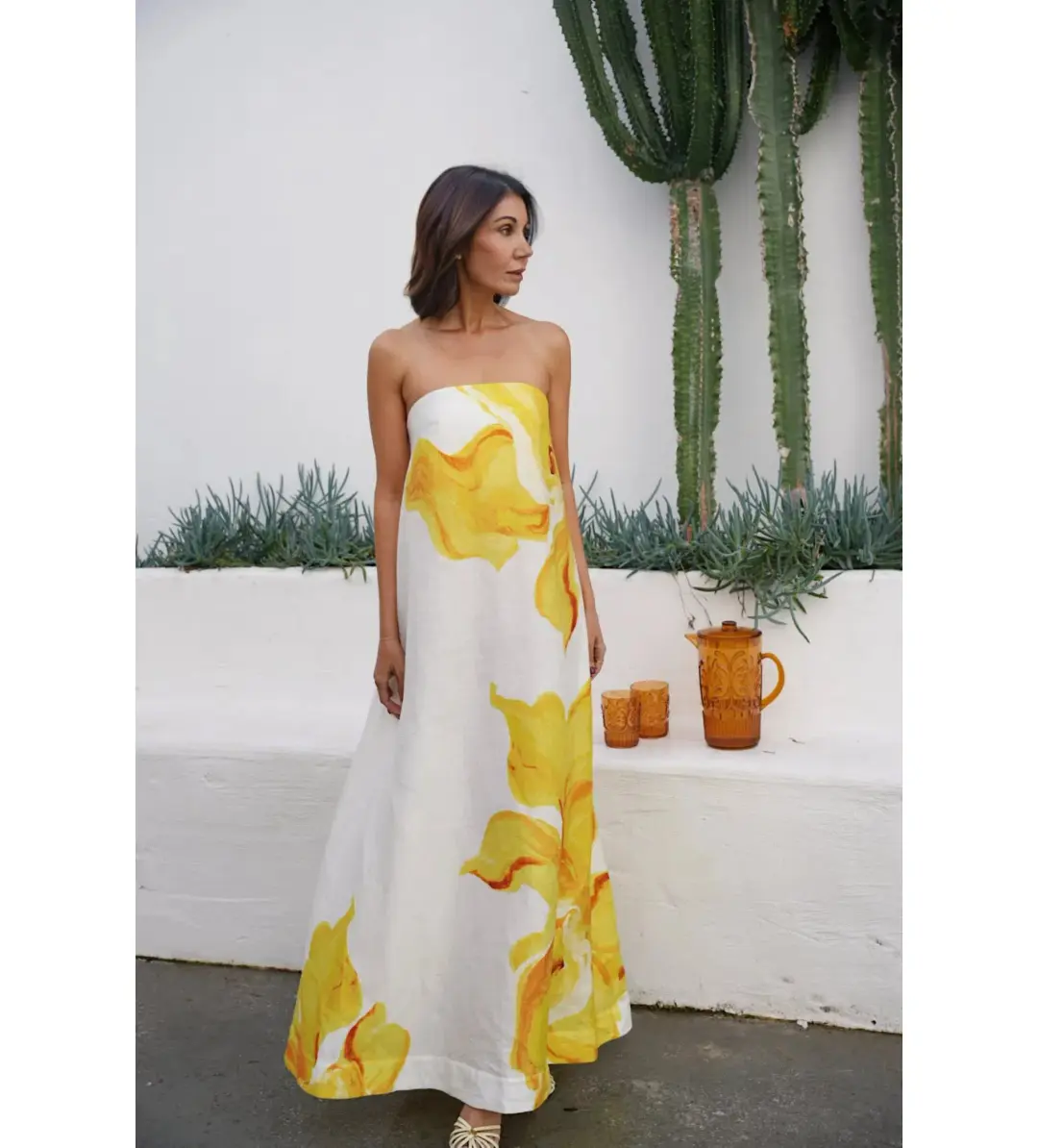 Acler Hopton Midi Dress in Ivory Calla Lily Size AU 10 for rent on The Volte - main image