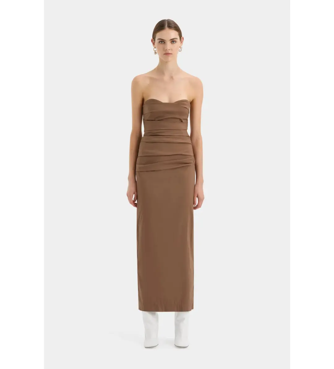 Sir the label Alba Strapless Gown in Mocha Size AU 4 for rent on The Volte - main image