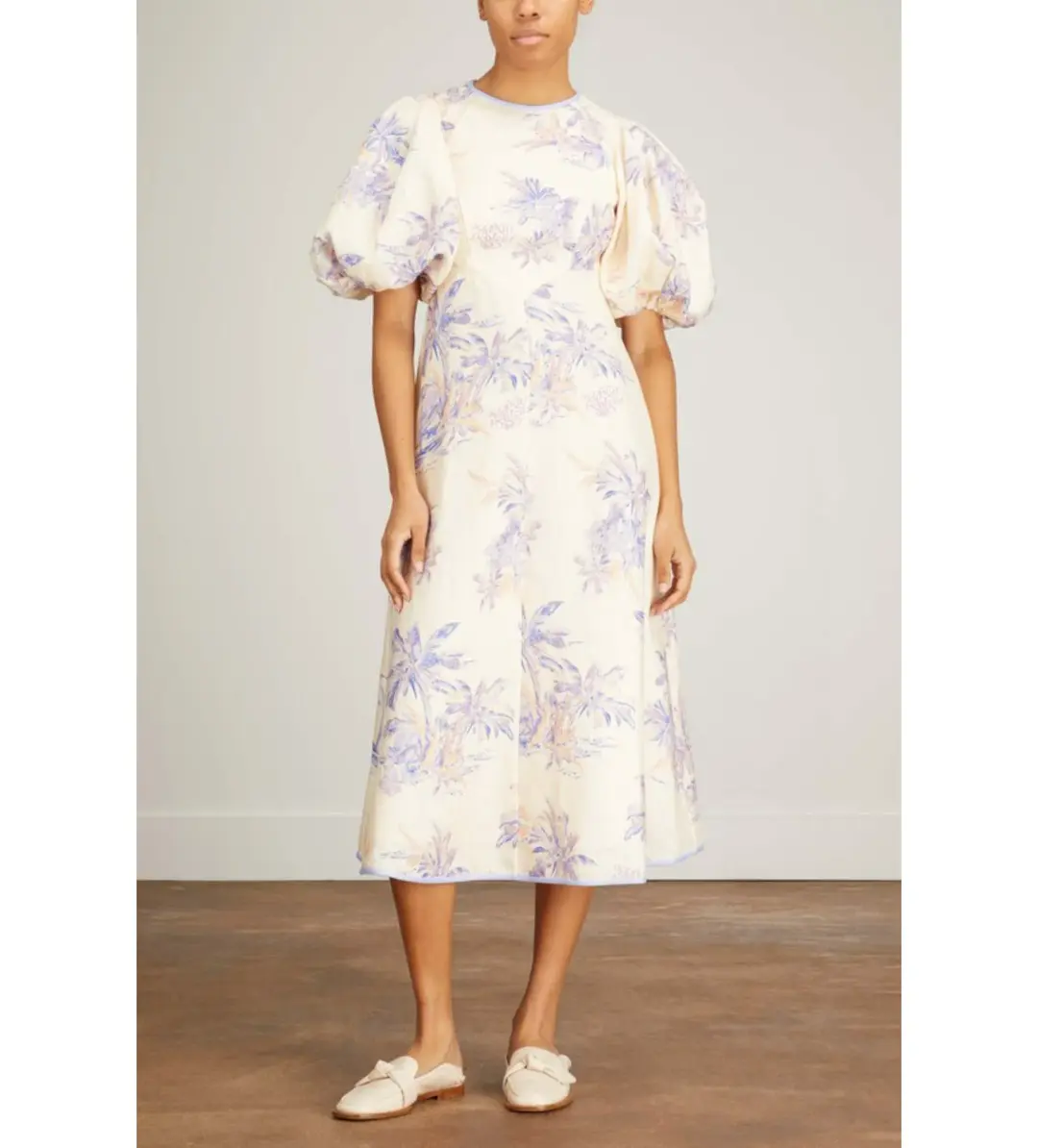 Zimmermann Linen Day Midi Dress in Pearl Palm Toile Size 2 / AU 12 for rent on The Volte - main image