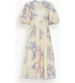 Zimmermann Linen Day Midi Dress in Pearl Palm Toile Size 2 / AU 12 for rent on The Volte - image 4