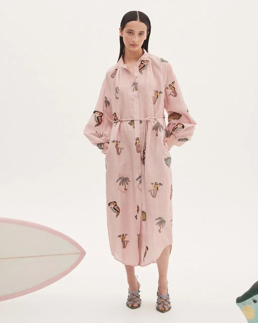 Alemais Vacay Mermaid Shirtdress Pink Size AU 10 for rent on The Volte - main image