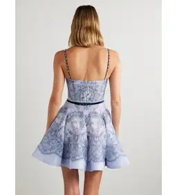 Zimmermann The Crush Twist Front Mini Dress in Blue Lace Print Size 0 / AU 8 for rent on The Volte - image 2