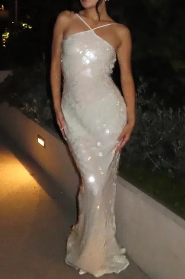 Rat & Boa Emmanuella Halter Maxi Dress in White Sequin Size XS / AU 6 - Image 2