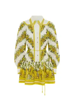 Alemais Gisela Mini Shirt Dress Floral Yellow Size 14 for rent on The Volte - image 4